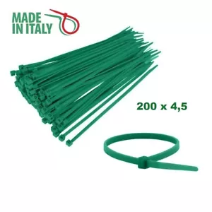 100 FASCETTE VERDI PLASTICA CABLAGGIO 200 X 4,5 PER RETE OMBREGGIANTE - Foto 1 di 1