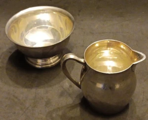 Vtg MCM Sterling Silver (188g) Sterling By Poole Creamer & Bowl 362 & 363 - Picture 1 of 12