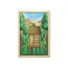 Ambesonne Forest Lake Wall Art with Frame for Bathrooms Living Room Dorms