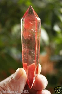 1pcs 90-110MM Pretty Red Smelt Quartz Crystal Double Terminated Wand Healing J2 - Picture 1 of 5