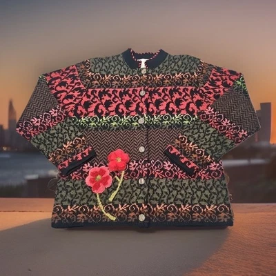 Винтажный шерстяной кардиган Susan Bristol размер Sm Fair Isle с ручной вышивкой подвеска для коттеджа - Изображение 1 из 4