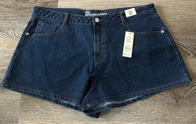 Pantalones Cortos Denim Mamá No Boundaries Tiro Alto Calce Relajado Azul Oscuro Denim Juniors 18 Foto 1 de 4