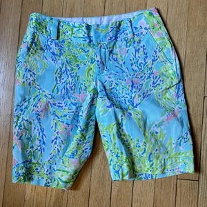 Lilly Pulitzer Womens “The Chipper Shorts” Sz 0 Bermuda 100% Cotton 10" Inseam - Picture 1 of 11