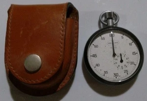 Vintage Meylan Pocket Stop Watch 202 Working With Leather Case - Picture 1 of 5