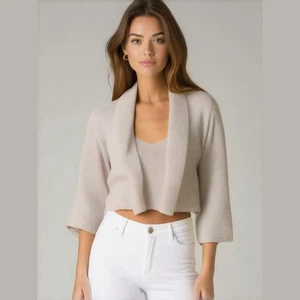 LOFT Womens Sweater Size Small Gold Sparkle Beige Silver Cardigan Ann Taylor NEW - Picture 1 of 5
