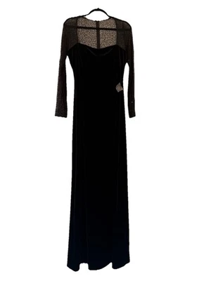 JS Boutique Velvet Beaded Sheer Formal Dress 12 Evening Whimsigoth Black - Image 1 of 4