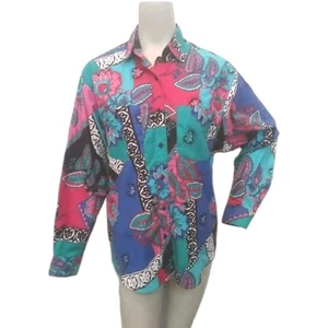 NUEVO SIN ETIQUETAS XL Camisa Para Mujer Vintage Frontier Series Abotonada Floral Brillante Bloque de Color - Imagen 1 de 6
