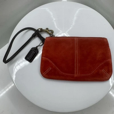 Bolso sin asas Coach de cuero gamuza rojo/naranja con etiqueta colgante Foto 1 de 4
