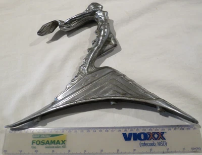 STUDEBAKER GODDESS FLYING OLDSMOBILE CAR HOOD MASCOT EMBLEM VINTAGE CHROME - image 1 of 4