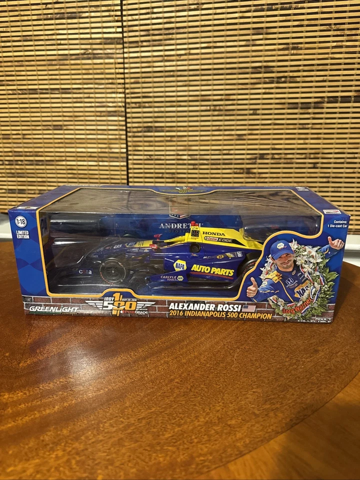 RARO Greenlight Alexander Rossi Indy 500 ganador 2016 coche fundido a presión 1:18 en caja Foto 1 de 4