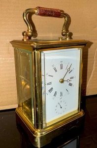Antike französische Repetier Kutschenuhr mit Ledergriff - hochwertig - Bild 1 von 14