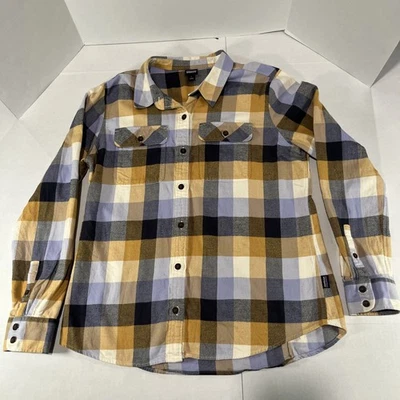 Patagonia Men’s L Organic Cotton Flannel Shirt Plaid Yellow Gray Button Up C118 - Image 1 of 4
