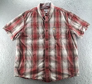 Camicia Carhartt uomo XL rossa a quadri con bottoni abbigliamento da lavoro outdoor vestibilità rilassata 104174 - Foto 1 di 11