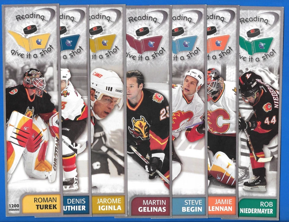 2001-02 CALGARY FLAMES NHL HOCKEY BOOKMARK "READING GIVE IT A SHOT" SEE LIST - Image 1 of 1