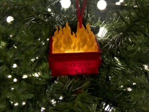 NEW RED 2020 Dumpster Fire Christmas Decoration Commemorative Set Holiday Gift - Picture 1 of 10
