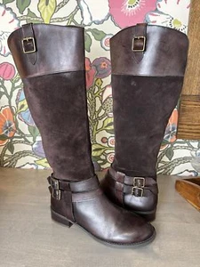 INC Brown Genuine Suede + Leather Low Heel Riding Boot SIZE 8 - Bild 1 von 7