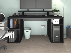 Schreibtisch Gamingtisch Computertisch Büro 160 cm weiß schwarz Homeoffice TIPPY - Bild 1 von 7