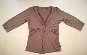 Camiseta marrón encaje en cuello ZARA Talla L manga larga mujer muy suave - 194 - Imagen 1 de 7
