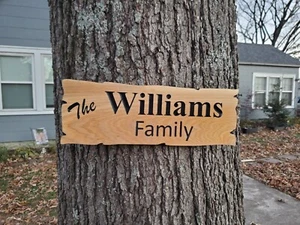 Custom Family Last Name Sign Rustic Carved Outdoor Indoor Wood Wall Art Plaque - Picture 1 of 12