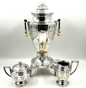 Vintage Universal Landers Frary & Clark Coffee Percolator silver creamer & Sugar - Picture 1 of 24