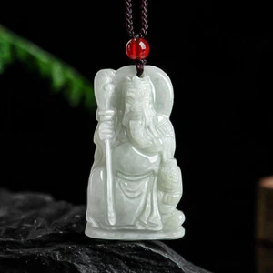 Natural Grade A Jade Jadeite Wu God Guan Gong Ice Seed Jade Pendant - Picture 1 of 7
