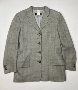 Loro Piana 100% Cashmere Blazer Womens 44 (M?) Gray Plaid Made In Italy Designer - Picture 1 of 8