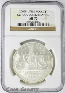 2007-P Little Rock School Desegregation $1 NGC MS 70 Modern Commem Silver Dollar - Picture 1 of 1