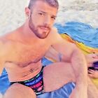 Bikini de natation vintage pour hommes basse hauteur Timoteo Marina imprimé rayures de palmier