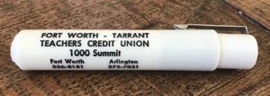 VTG 1970s ~ LISTO CHALK HOLDER FORT WORTH TARRANT TEACHERS CREDIT UNION TEXAS TX - Picture 1 of 5