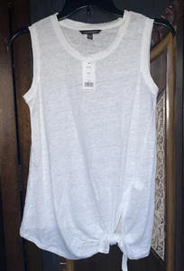 NWT Banana Republic Tie Front Tank White Linen Sheer Size XXS - Picture 1 of 5