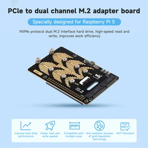 Raspberry Pi 5 PCIe Dual Channel M.2 Rotary Board Nvme Dual M.2 Hard Disk Read ' - Picture 1 of 16