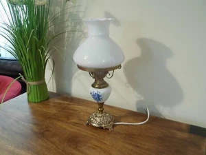 Small Vintage Table Lamp / Ornate / Porcelain / Hurricane Lamp - Picture 1 of 15