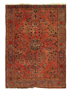 Fine Hand Knotted Antique Sarouk 3'6'' X 4'9'' - Picture 1 of 4