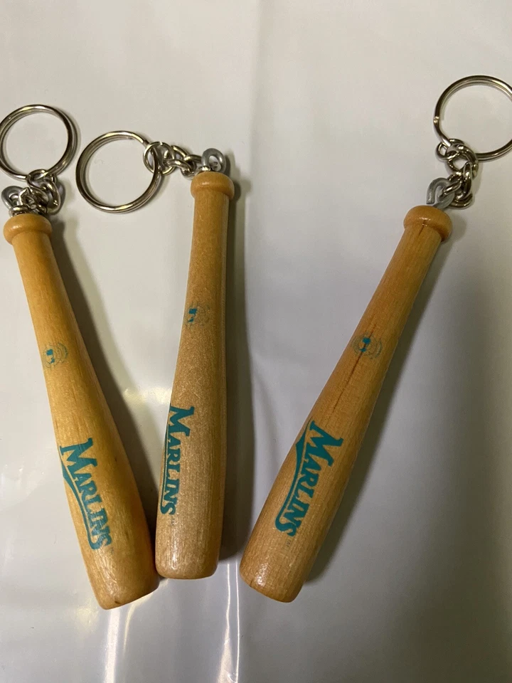 Miami Marlins MLB 4" Mini Bat Keychain Set Of 3 - Image 1 of 1