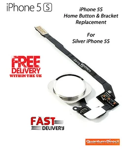 NEW iPhone 5S SE Complete Home Button Replacement Kit with Bracket SILVER/WHITE - Picture 1 of 4