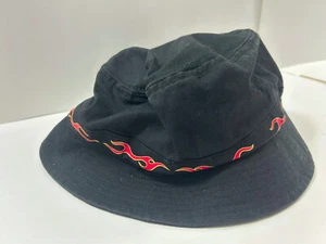 Adult xs/ Small Unisex Bucket Hat Black w/ Flames y2K Style - Picture 1 of 5
