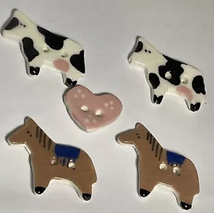 Sewing Buttons Ceramic 5 Pcs - Picture 1 of 2