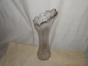 Vintage, EAPG, Clear, Drape Swung, Paneled, Scalloped Rim, Trumpet, Vase - Picture 1 of 7