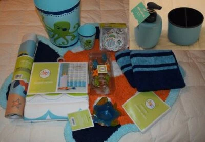 Juego de cortinas de ducha Circo Under the Sea Life ganchos alfombra basura alfombra de baño peces piratas Foto 1 de 4