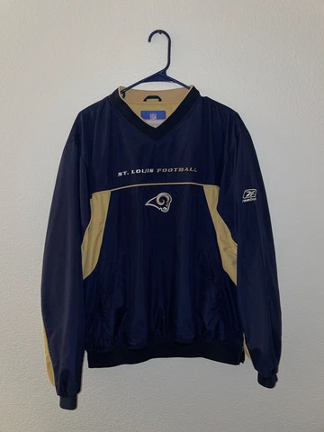 NFL St. Louis Rams Team Apparel Pull Over Wind Breaker Embroidered M Los Angeles Cover
