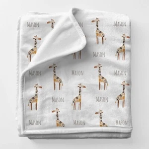 Personalized giraffe baby blanket - Customized baby blanket Animal Birthday gift - Picture 1 of 7