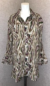 Dressbarn Women’s Size 2X Ribbed Stretch Flared Sleeve Button Career Blouse EUC - Bild 1 von 10