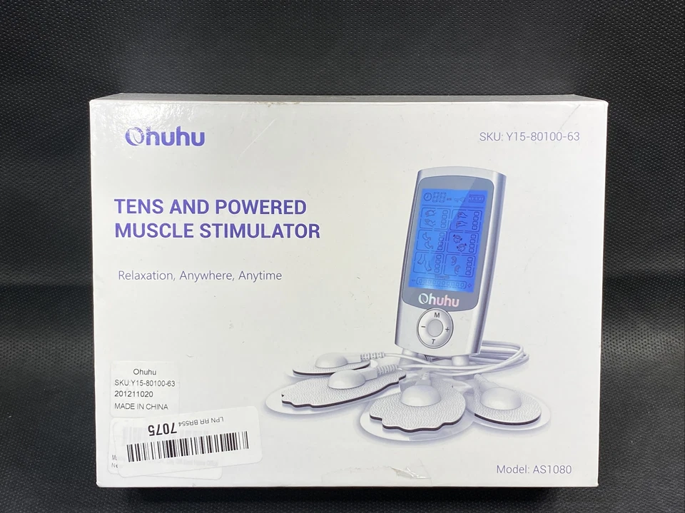 Unidad independiente de doble canal TENS EMS de Ohuhu AS8012 TENS y estimulador muscular Foto 1 de 4