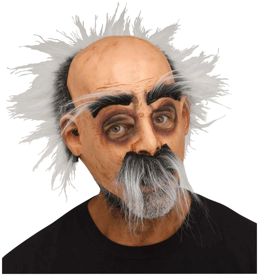 Hairy Harry Old Man Grandpa Adult Mens Costume Overhead 1/2 Mask With Hair - Image 1 of 2