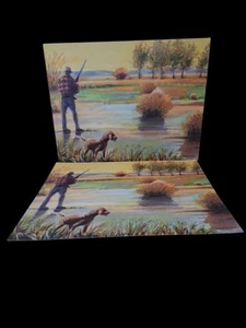 Vintage Cardstock  Paper  Print  Lot -  11" X 8 1/2" - Hunting Scene 10 Pcs  - Picture 1 of 4