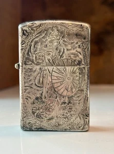 Encendedor Zippo Vintage 3 Barriles Años 30 950 Japonés Astilla Geisha Gráfico - Imagen 1 de 17