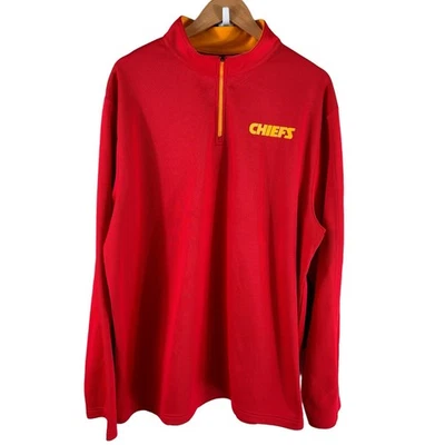 NFL Chaqueta Hombres Talla 2XL Kansas City Chiefs Rojo Amarillo Cuarto Cremallera Pullover Suéter Foto 1 de 4