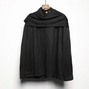 Scarf Dark Mens Long Sleeve Pullover Wind Hoodie Fashion Tops Loose Suede Shirt - Picture 1 of 20
