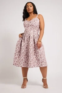 Yours Curve Women's Plus Size Floral Jacquard Sweetheart Prom Dress - Picture 1 of 15