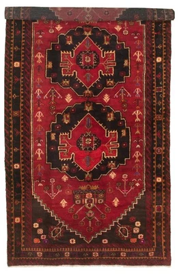 Vintage 5'9" x 11'6" Geometric Hand-Knotted Carpet Traditional Wool Area Rug - Image 1 of 4